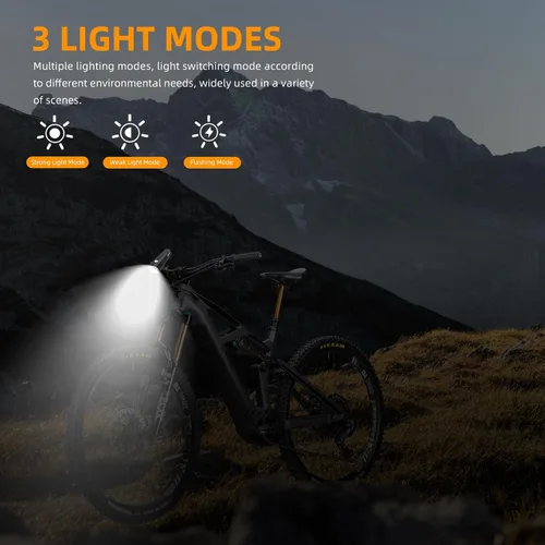 Vista 3 de Bike Light Headlight 1200lumens 10W CREE led, Compatible with Apple FindMy APP, 3+1Modes，Front Bicycle Light Rechargeable Waterproof for Road