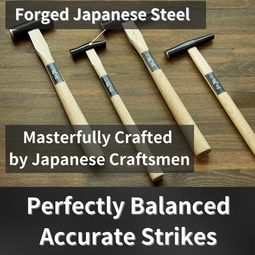 Vista 3 de Karakami - Martillo de precisión para clavos, chapa, carpintería, mango de madera, fabricado en Japón, 6 onzas