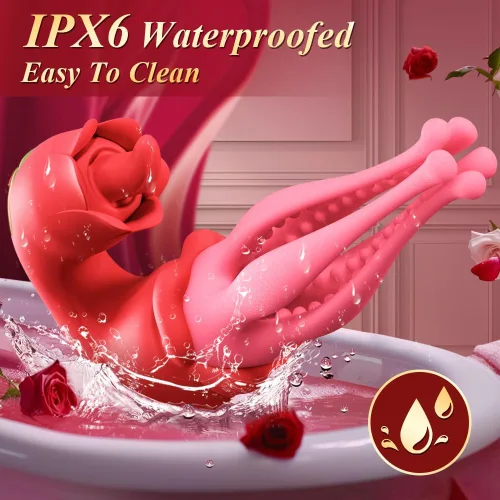 Vista 7 de Juguetes sexuales vibrador de punto G consolador lengua juguetes adultos rosa juguete sexual vibrador de 3 en 1 con empuje estimulador de pezón