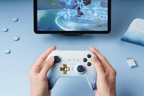 Vista 7 de 8Bitdo Ultimate 2.4G Wireless Controller for PC, Android, Steam Deck, and Apple - Chongyun Edition (Officially Licensed by Genshin Impact)