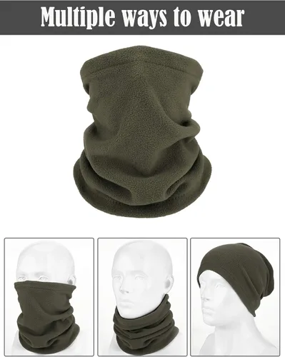 Vista 6 de 4 piezas de calentadores de cuello de invierno, polaina de forro polar, cubierta facial resistente al viento