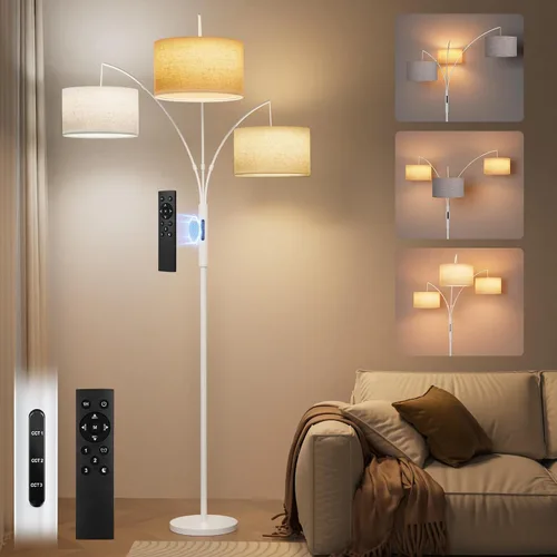 Vista 8 de SIBRILLE - Lámparas de pie de 27 W para sala de estar, lámpara de pie regulable súper brillante, lámpara de pie moderna con control remoto y táctil