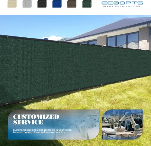 Vista 7 de ECOOPTS 4'x12' Pantalla de valla de privacidad con ojales de cobre, apta para vallas comerciales y jardines residenciales al aire libre, bloquea