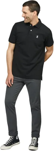 Vista 2 de Psycho Bunny Polo de piqué de manga corta para hombre, Negro