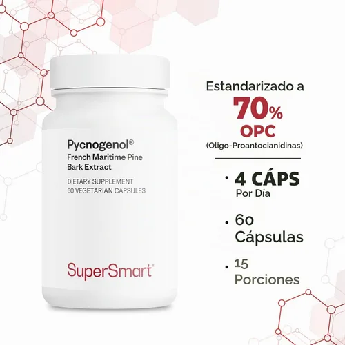 Vista 5 de Supersmart - Pycnogenol 200 mg por día (patentado y altamente biodisponible) - Extracto de corteza de pino marítimo francés Sin OMG y sin gluten