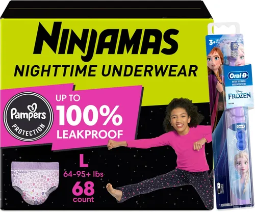 Vista 11 de Pampers Ninjamas + Oral-B Cepillo de dientes, pantalones de entrenamiento nocturno para niños, 88 unidades, talla S/M y Oral-B Kids Power Cepillo