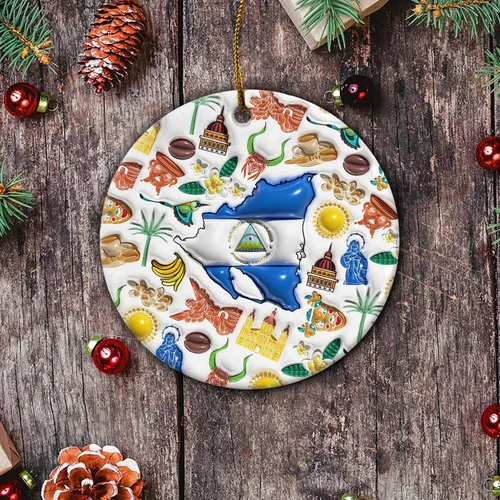 Vista 89 de Lotacy Bandera argentina argentina de Navidad de cerámica 2D impresa adorno con símbolos, decoración del hogar argentina regalos para hombres