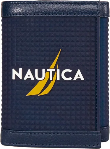 Vista 85 de Nautica Men's Trifold Wallet RFID Blocking Protection ID Window Card Slots Genuine Leather Durable
