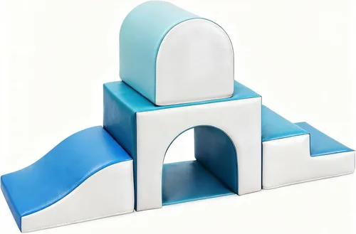 Vista 9 de Sumbababy Bloques de Espuma para Escalada para Niños Pequeños: 4 Piezas Gimnasio de Juegos Interior con Tobogán y Escaleras - Set de Juegos Suave