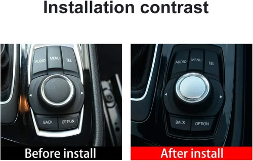 Vista 2 de YIWANG Cubierta de decoración de perilla multimedia ABS estilo fibra de carbono para BMW 1 2 3 4 Series F20 F46 F30 F32 F33 2013-2020 (plata)