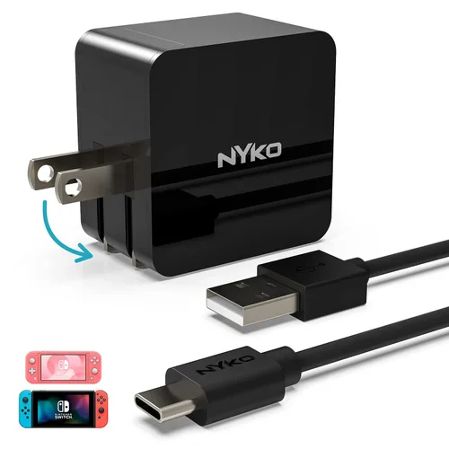 Vista 2 de Nyko Switch Power Kit - Portable AC Adapter for Nintendo Switch, Switch Lite, and OLED Switch - Charger Cable and Power Cord, Detachable, Compact