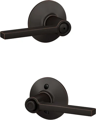 Vista 60 de Schlage F51A LAT 716 Latitude - Manija de puerta con bloqueo de entrada con llave, en acabado de bronce envejecido