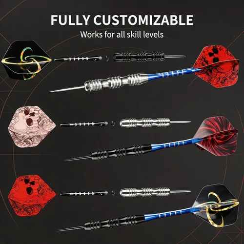 Vista 4 de WINSDART Steel Tip Darts 12 Pack Set with Nonslip Iron Barrel Aluminum Dart Shafts and Flights Darts Sharpener an Gift Box