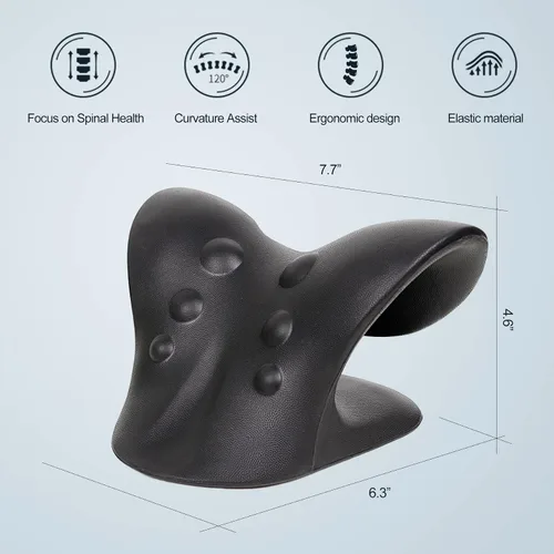 Vista 7 de ComfortLife Estirador de Cuello para Alivio del Dolor, Relajador de Cuello y Hombros, Dispositivo de Tracción Cervical Almohada para Relajación Negro