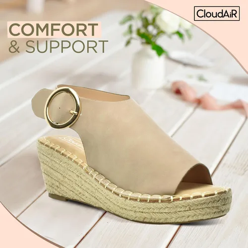 Vista 7 de CLOUDAIR Selina - Sandalias de cuña para mujer, cómodas y elegantes sandalias de plataforma con cierre de hebilla, cómodos tacones de cuña