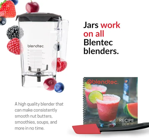 Vista 3 de Blendtec Classic 575 - Licuadora, tarro WildSide+ de 90 onzas, espátula de cuchara y libro de recetas, color negro