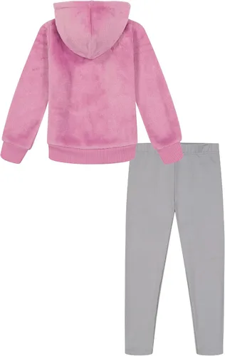 Vista 2 de Under Armour Conjunto de sudadera con capucha para niñas, pantalones y sudadera con capucha, ajuste ligero y relajado, Orquídea de la isla