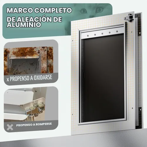 Vista 2 de Puerta de perro grande de 3 aletas para puerta, puerta de perrito de aluminio para exterior