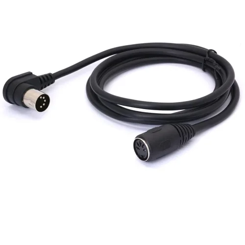 Vista 2 de Cable de extensión MIDI DIN, 5 pines DIN de 90 grados de ángulo macho a enchufe hembra Cable adaptador MIDI/AT para sintetizador de teclado MIDI