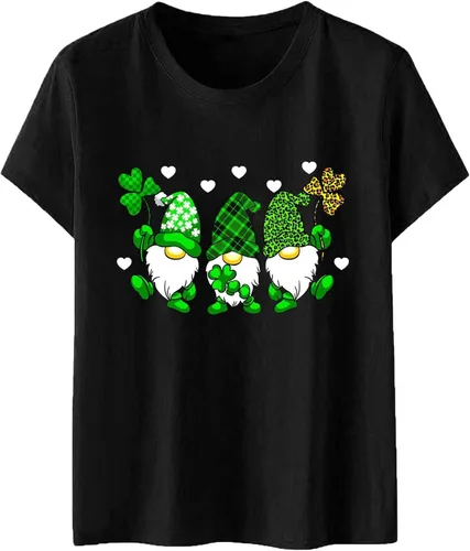 Vista 2 de St Patricks Day Shirt Women Fashion Casual T Shirt Dwarf Printing Round Neck Short Sleeve Tee Top Trendy Daily Blouse