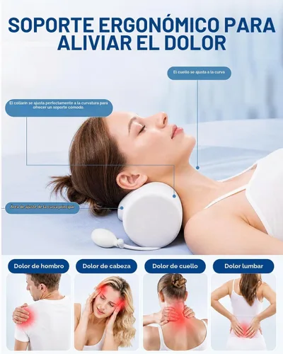 Vista 3 de SMDR Almohada cervical ajustable para el cuello para aliviar el dolor, almohada cervical de espuma viscoelástica con soporte de cojín de aire