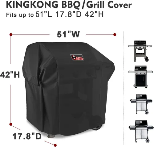 Vista 2 de Kingkong 7139 - Funda para parrilla de gas Weber Spirit II 300 y Spirit 200 Series (con controles laterales montados), incluye cepillo, pinzas