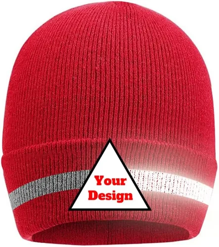 Vista 12 de Hi Vis - Gorro de seguridad para personalizar tu logotipo, gorro de punto de invierno con tiras reflectantes unisex