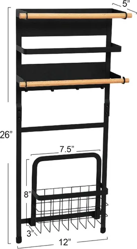 Vista 2 de Household Essentials Estante organizador magnético de metal, negro