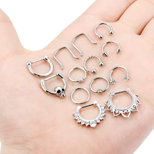 Vista 4 de Uqnwbdq - Piercing para septum de 0.56oz, para cartílago, aro para nariz, septum o hélix, tragus