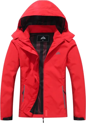Vista 11 de MOERDENG Chaqueta impermeable para mujer, chaqueta de lluvia ligera con capucha, chaqueta de senderismo de softshell, rompevientos Negro