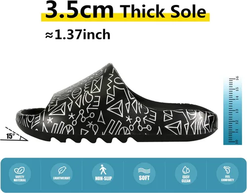 Vista 2 de Sandalias acolchadas de EVA para hombres, mujeres y niños, sandalias de ducha antideslizantes con puntera abierta para baño, casa, spa, gimnasio