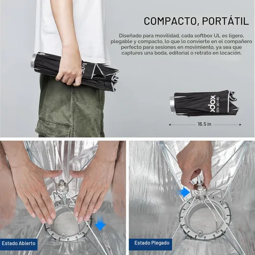 Vista 7 de Godox Mini Softbox 30cm*45cm/ 11.8in*17.7in with Grid Bowens Mount Softbox Caja de luz compacta de iluminación de fotografía de ajuste rápido