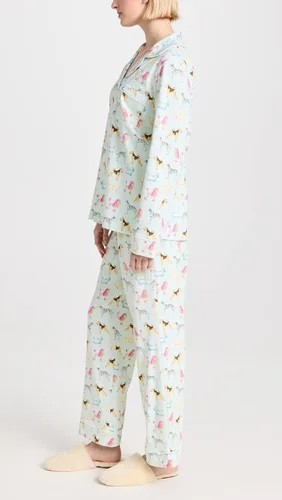 Vista 4 de BedHead Pajamas Conjunto de pijama largo para mujer, espectáculo de perro, azul, estampado, talla M, Exposición canina