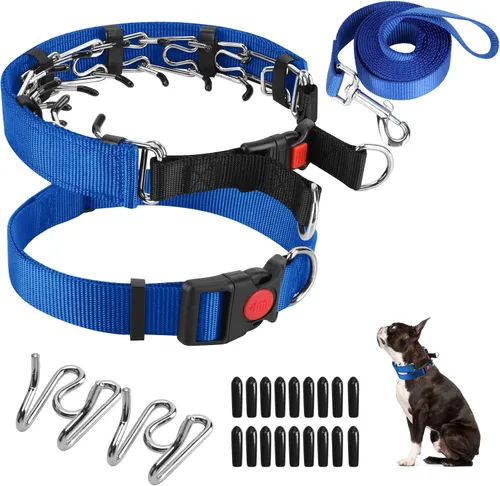 Vista 27 de Collar de entrenamiento de puntas con puntas cómodas y hebilla de cierre rápido – Collar de pellizco para perro con cubierta de nailon