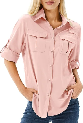 Vista 18 de Camiseta de Manga Larga para Mujer con Protección Solar UPF 50 para Safari, Pesca, Senderismo