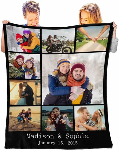 Vista 11 de D-Story Mantas personalizadas con fotos, regalos personalizados para parejas, regalos de aniversario y cumpleaños para esposa, marido, novia, novio
