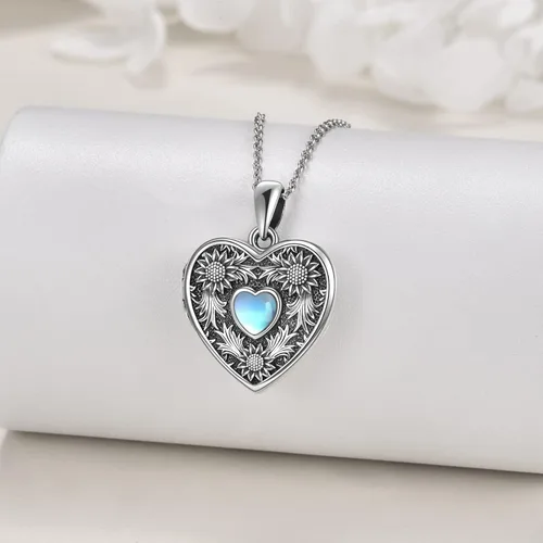Vista 2 de YFN Collar con medallón fotográfico de plata de ley 925, collar de libro que sostiene fotos, regalos de cumpleaños para mujeres y madres