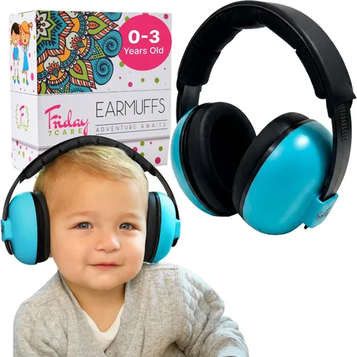 Vista 5 de Friday 7Care Auriculares para bebé, protección de oídos para bebé, auriculares con cancelación de ruido con diadema ajustable para edades de 0 a 24