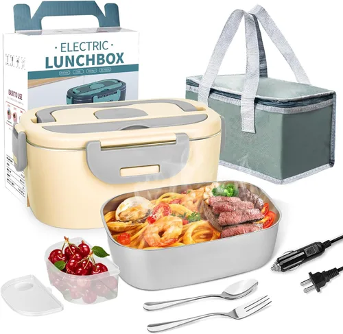Vista 8 de LAVAED Lonchera Eléctrica Calentada para Adultos, Calentador de Alimentos Portátil - Calentador de Alimentos de Calentamiento Rápido de 80W