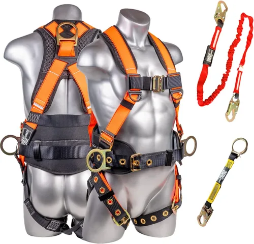 Vista 22 de Palmer Safety Arnés de seguridad de protección contra caídas Hammerhead Series Kit de seguridad I Arnés Premium + Cordón + Kit de extensor de anillo