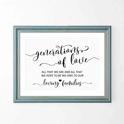 Vista 2 de Letrero de boda de Generations of Love con texto en inglés «All That We Are and All That We Hope», cita de boda sin marco, 8 x 10 pulgadas
