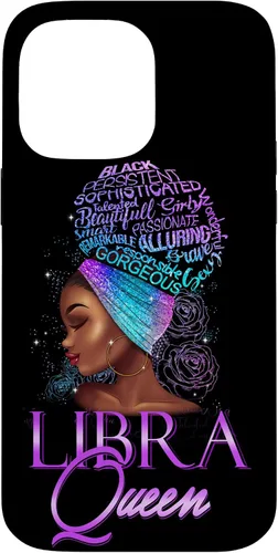 Vista 21 de Purple Libra Queen African American Woman Septiembre Octubre Funda para iPhone 17