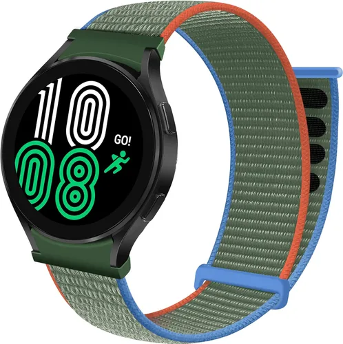 Vista 12 de Nylon Bands Breathable Replacement Watch Strap Sport Loop for Samsung-Galaxy-Watch-4-Classic-46mm/42mm for Galaxy-Watch-4-40mm 44mm wristband Negro