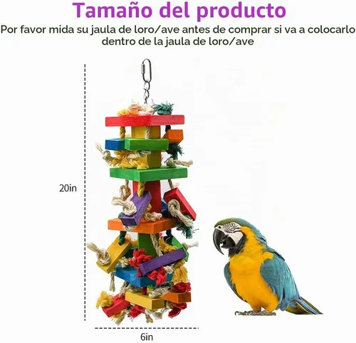 Vista 4 de RUBY.Q Juguete grande del loro de 20in, pájaros de madera natural