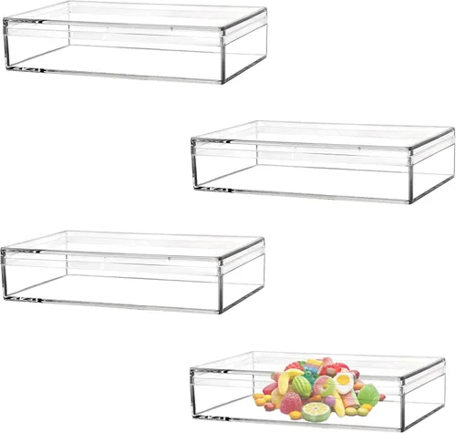 Vista 17 de KissYou Caja Pequeña de Acrílico con Tapa Cajas de Caramelo Transparentes para Exhibición Decoración de Fiesta Cubo Cuadrado de Plástico