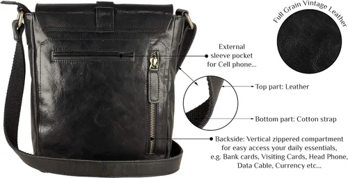 Vista 3 de Mou Meraki Bolso cruzado y bolsos de mano de cuero genuino - Bolso cruzado sobre el hombro