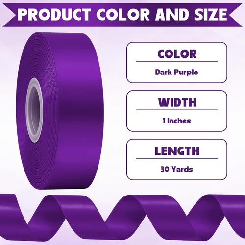 Vista 2 de Fullive Cinta de 1 pulgada para envolver regalos, cinta de Halloween de color morado oscuro de 30 yardas Sleek Glossy, Wear Resistant, Easy Cut