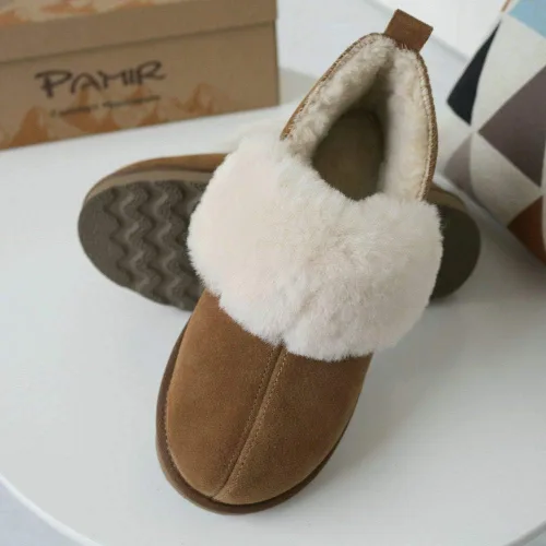 Vista 9 de PAMIR Botines de piel de oveja genuina para mujer, botines de espuma viscoelástica para interiores y exteriores, Negro