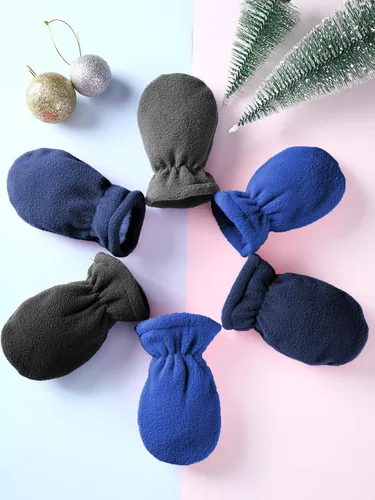 Vista 7 de 4 pares de guantes de bebé, guantes de invierno térmicos gruesos de forro polar para recién nacidos, unisex, para niños y niñas