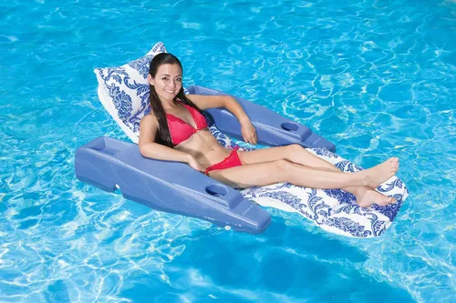 Vista 3 de poolmaster Royal Hawaiian ajustable flotante Lounge, talla única , Multicolor Royal Hawaiian (azul)